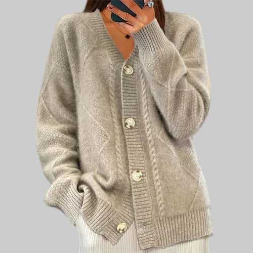 Women's Elegant Soft Knit Long Sleeve Button Front Cardigan