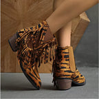 Women's Ankle Boots | Fringe Detail, Animal Print, Block Heel 1