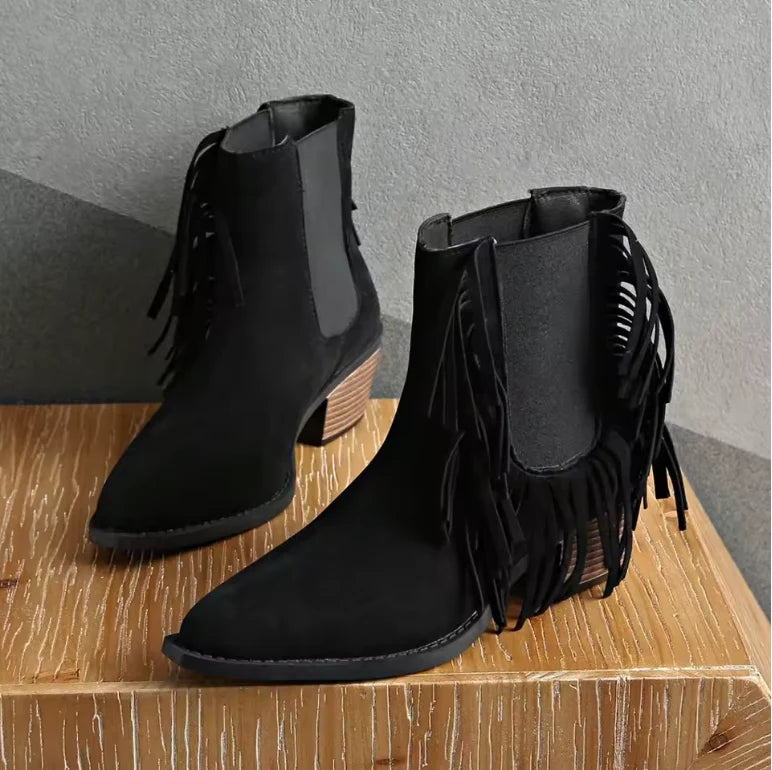Women's Ankle Boots | Fringe Detail, Animal Print, Block Heel 3