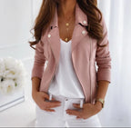 Women's Biker Jacket | Cropped Suede-Style with Asymmetric Zip Closure 8