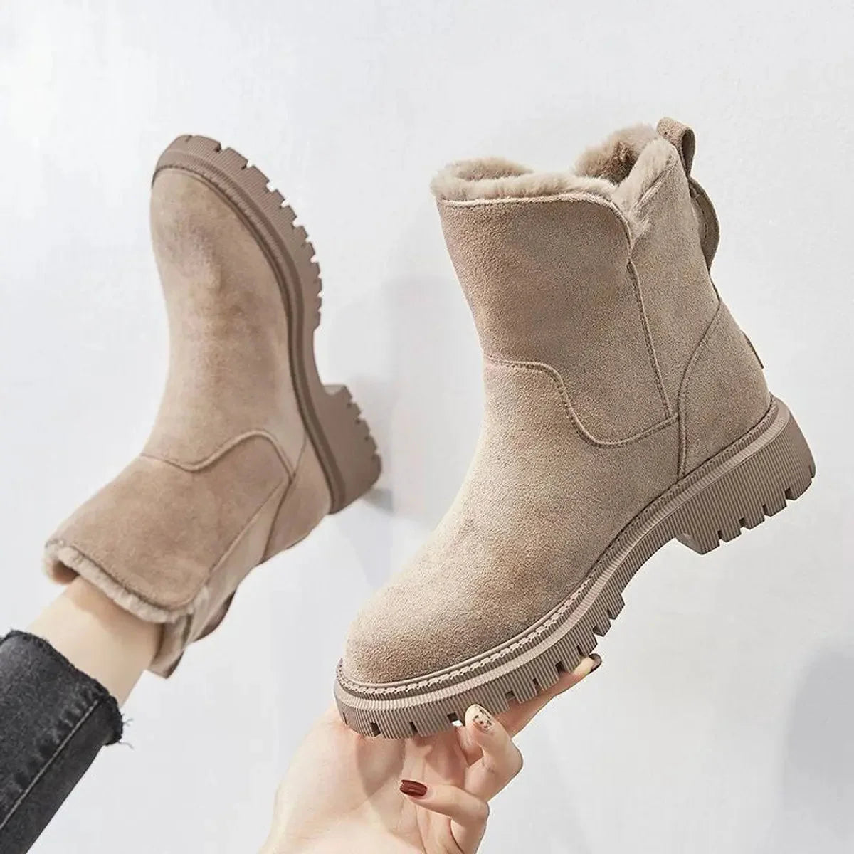 Women's Black Ankle Boots | Fleece-Lined, Slip-On, Chunky Grip Sole 0