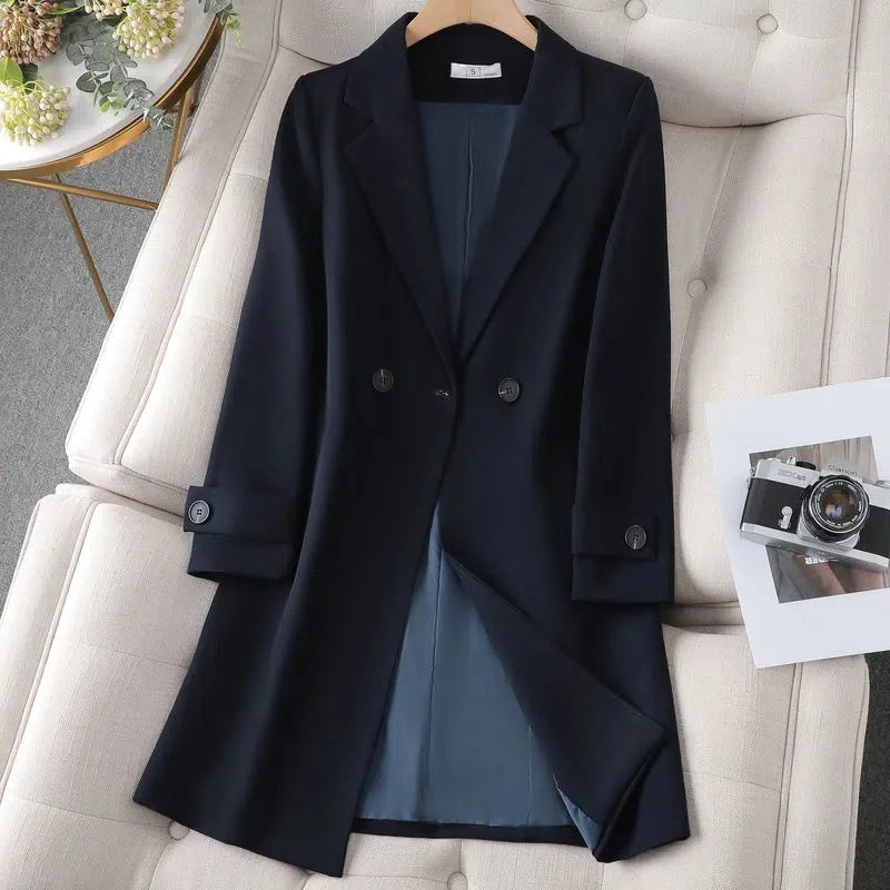 Women's Black Blazer | Tailored Fit, Tie Belt, Stand Collar 2