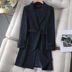 Women's Black Blazer | Tailored Fit, Tie Belt, Stand Collar 7