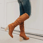 Women's Black Knee High Boots | Block Heel, Slouchy Fit, Side Zip 3