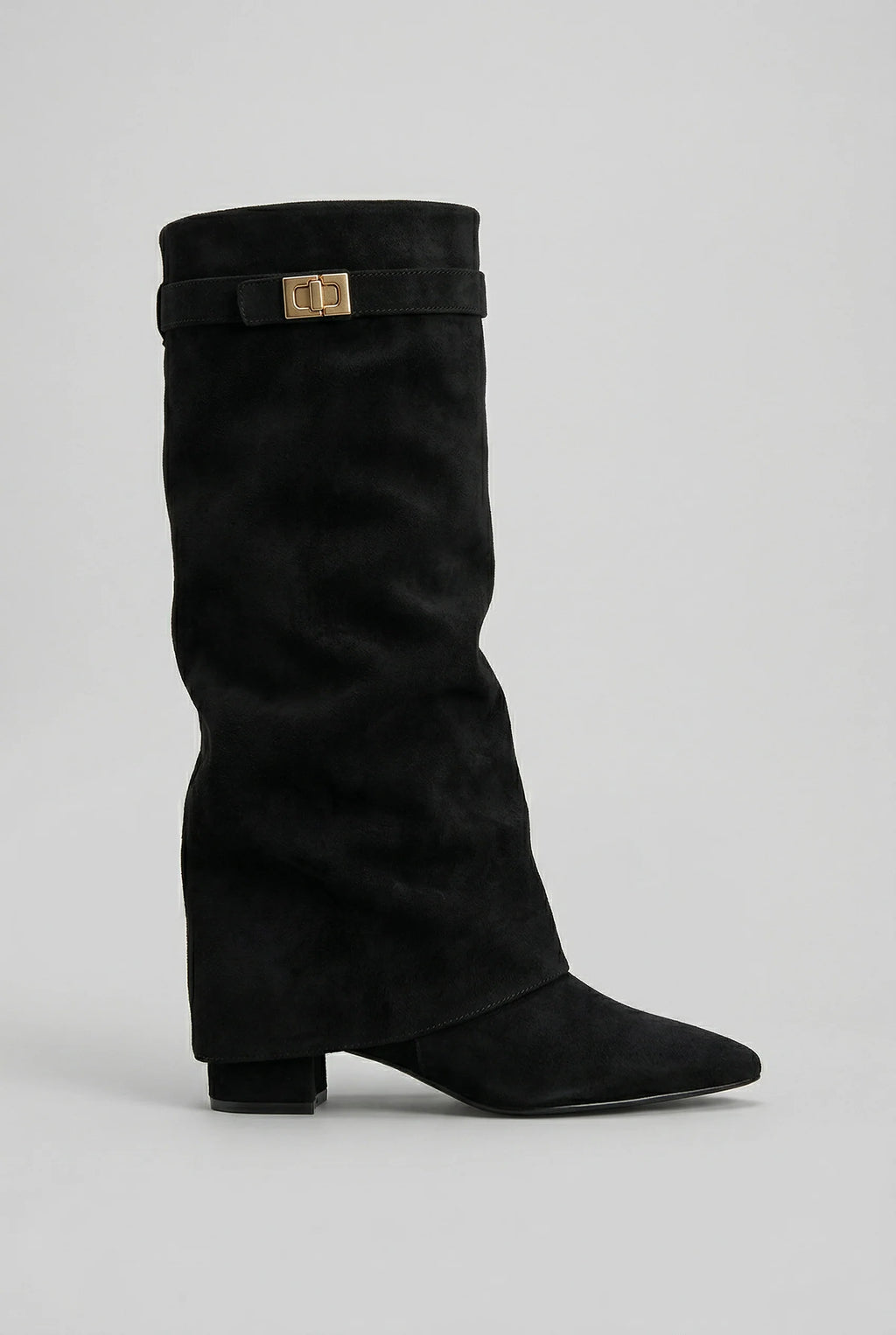 Women's Black Knee High Boots | Block Heel, Smooth Finish 0