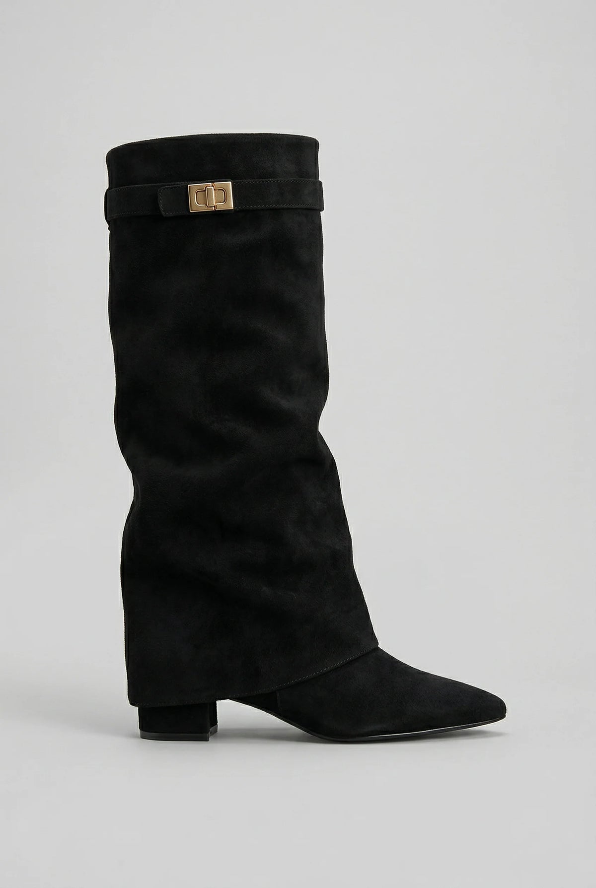 Women's Black Knee High Boots | Block Heel, Smooth Finish 0
