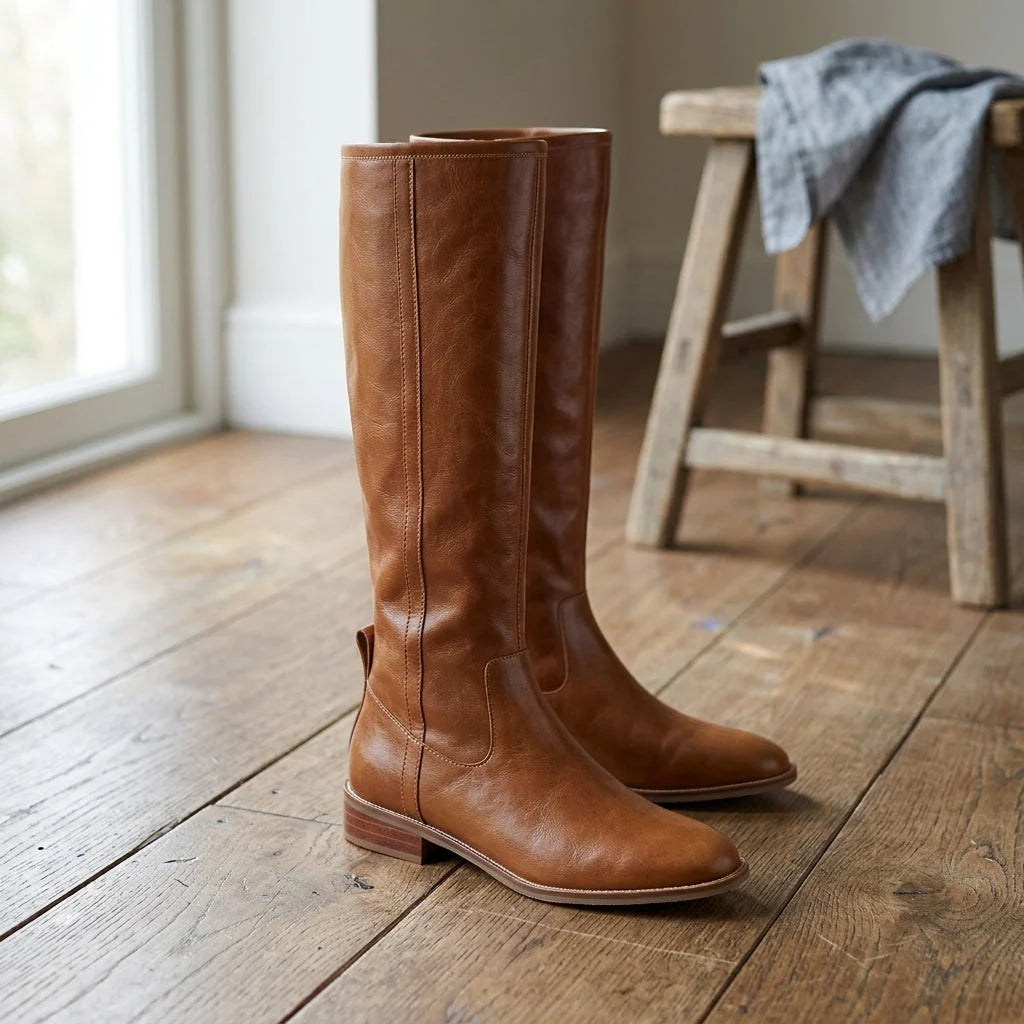 Women's Black Knee High Boots | Sleek Riding Style, Low Block Heel 1