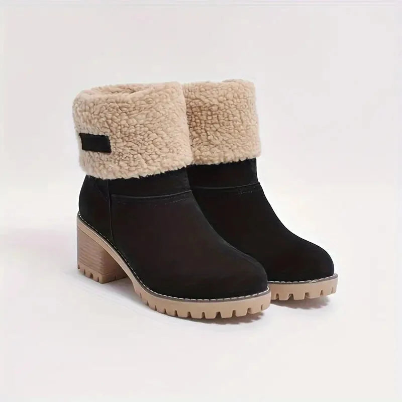 Women's Black Winter Boots | Faux Fur Lined, Flat Sole, Warm Comfort 1
