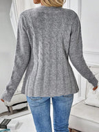 Women's Cable-Knit Cardigan | Fitted Peplum, Round Neckline, Button Front 3