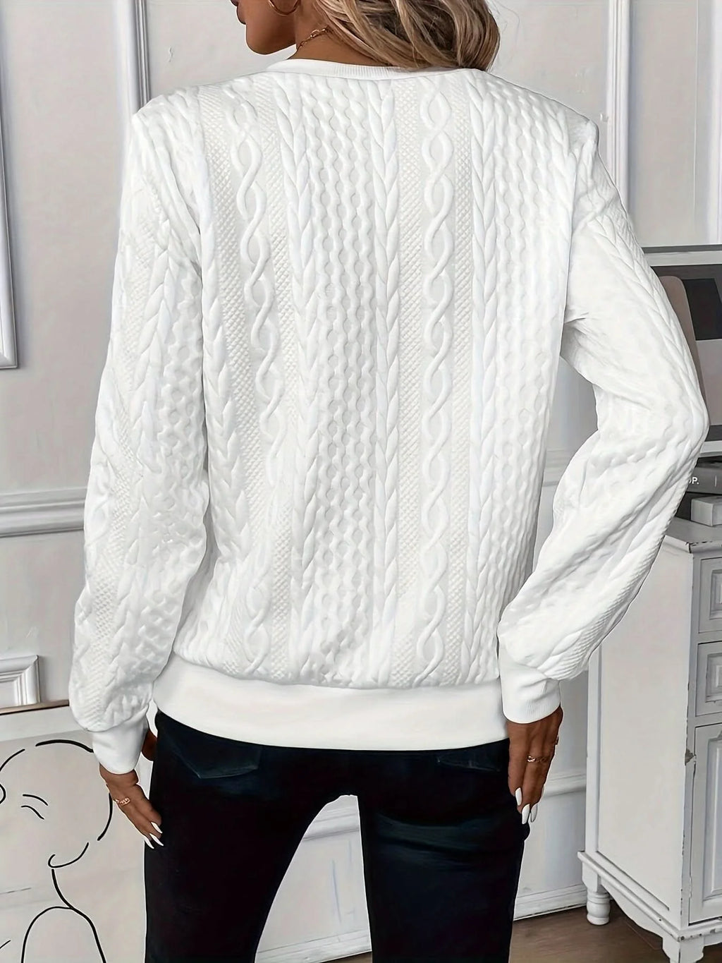 Women's Cable Knit Jumper | Zip Neck, Stand Collar, Straight Fit 6