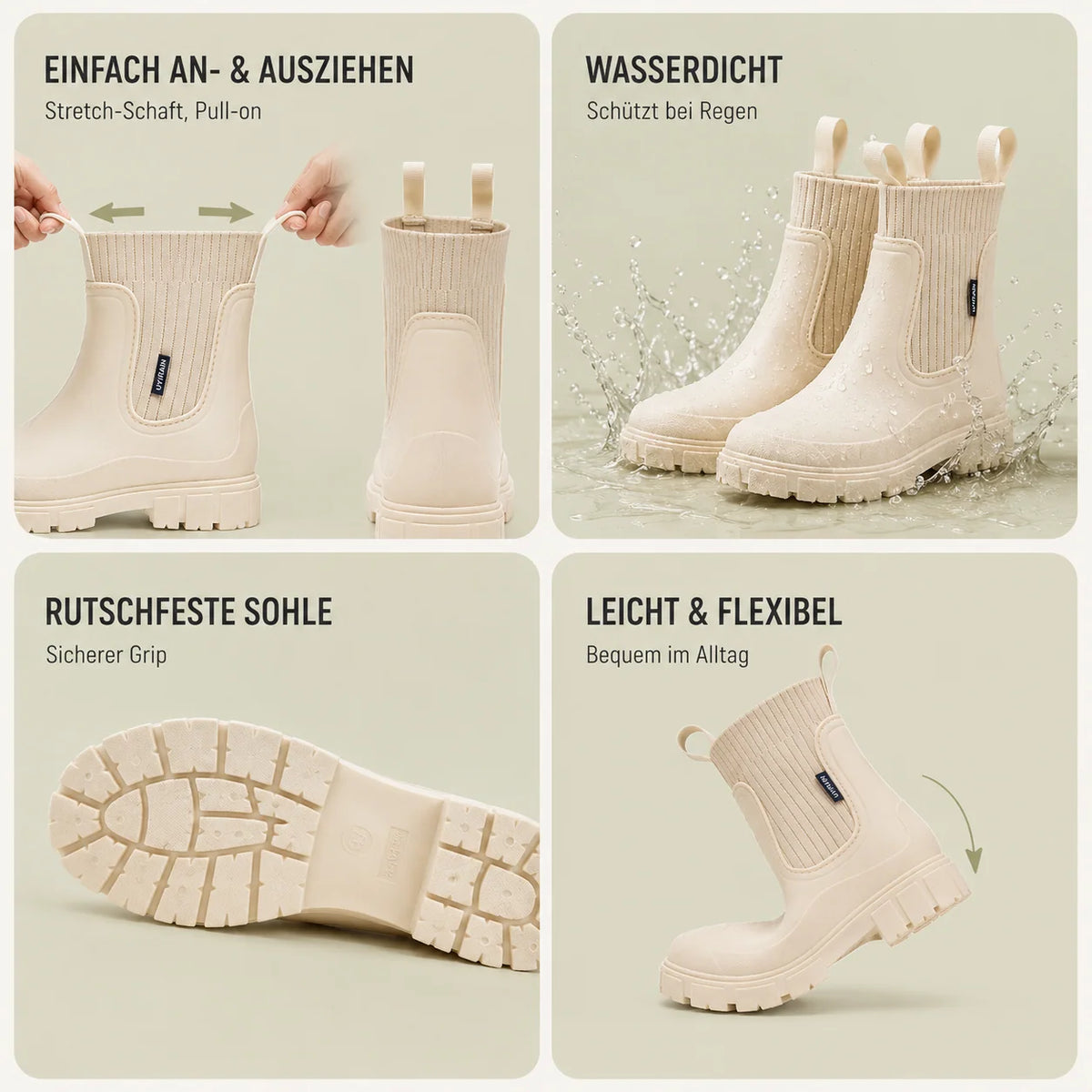 Women's Chelsea Rain Boots | Waterproof, Non-Slip, Slip-On Ankle Design 4