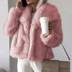Women's Cropped Faux Fur Jacket | Soft Texture, Relaxed Fit, Open Front 0
