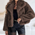 Women's Cropped Faux Fur Jacket | Soft Texture, Relaxed Fit, Open Front 2