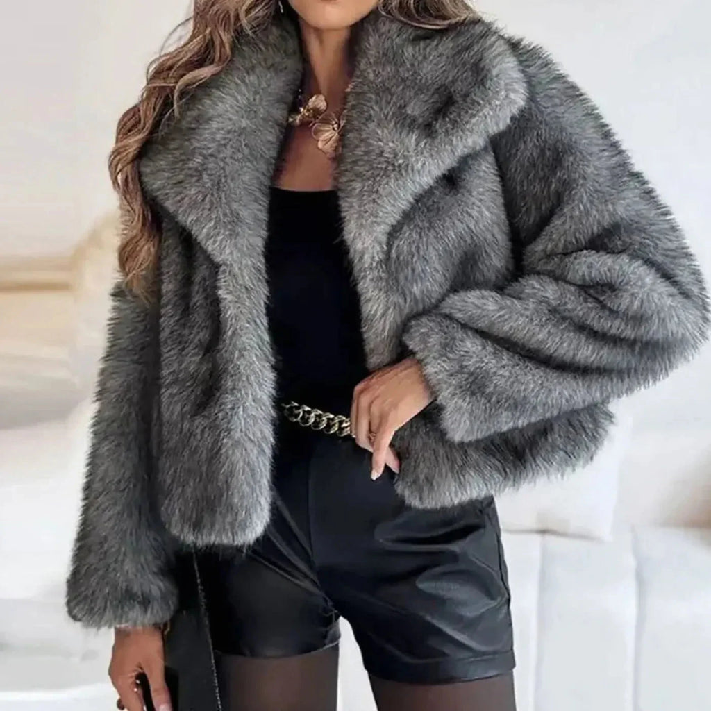 Women's Cropped Faux Fur Jacket | Soft Texture, Relaxed Fit, Open Front 3