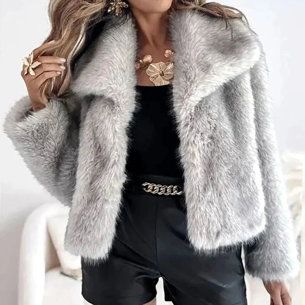 Women's Cropped Faux Fur Jacket | Soft Texture, Relaxed Fit, Open Front 4