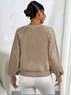 Women's Cropped Jumper | Cable-Knit, Lantern Sleeves, Relaxed Fit 6
