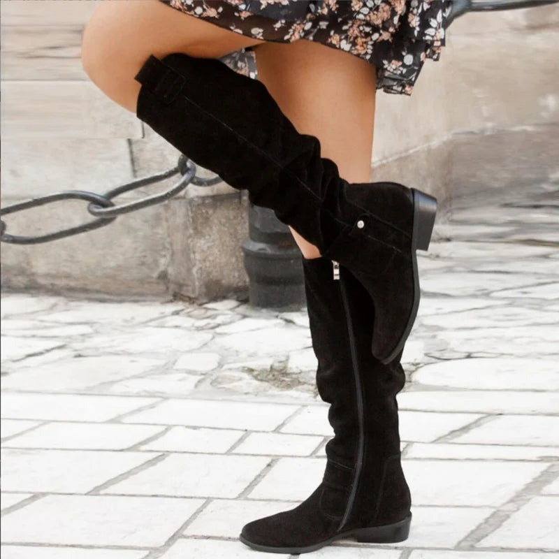 Women's Knee-High Flat Boots | Casual Comfort with Side Zipper 1