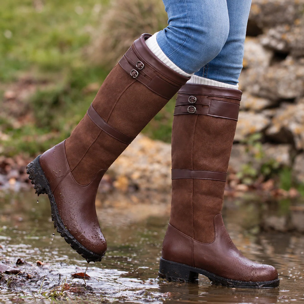 Women's Knee-High Outdoor Boots | Waterproof, Buckle Detail, Treaded Sole 0