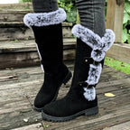 Women's Knee High Boots | Faux Suede, Plush Lining, Buckle Detail 0
