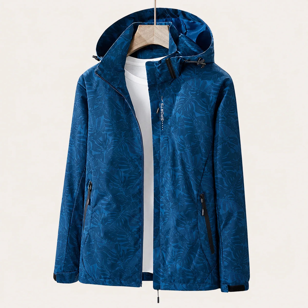Women's Lightweight Windbreaker Jacket | Hooded, Zip Pockets, Tropical Leaf Print 5