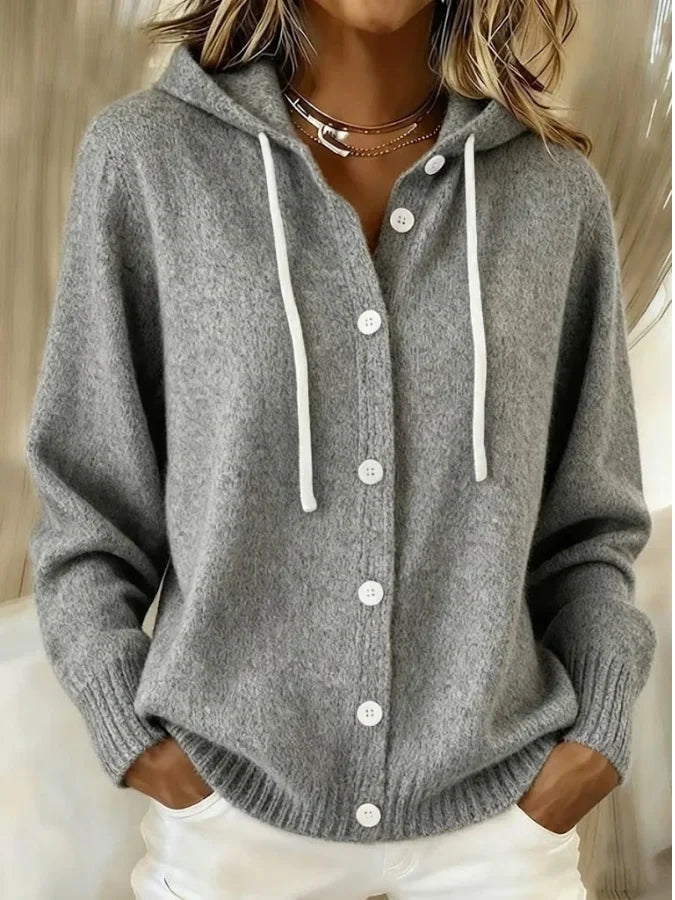 Women's Long Cardigan | Ribbed Knit, Oversized Hooded Design 5