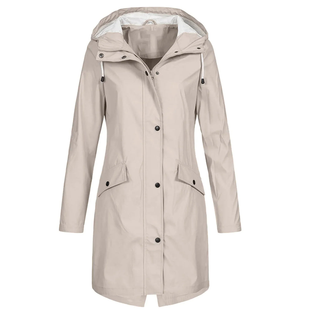 Women's Long Waterproof Coat | Hooded, Loose Fit, Waterproof Polyester 4
