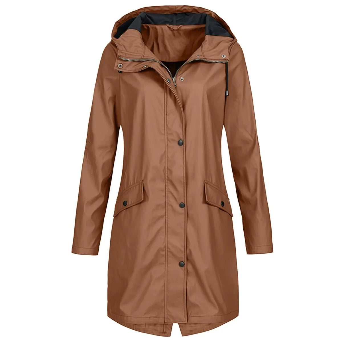 Women's Long Waterproof Coat | Hooded, Loose Fit, Waterproof Polyester 5