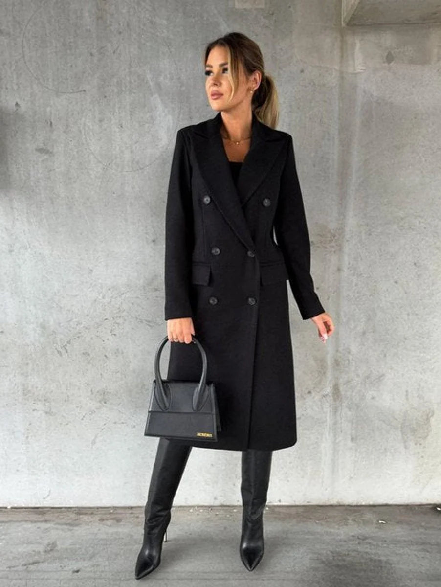 Women's Longline Coat | Double-Breasted, Knee-Length, Perfect for Winter 1