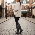 Women's Mid-Calf Slouch Boots | Suede-Look Fabric, Almond Toe, Flat Sole 2