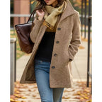 Women's Mid-Length Winter Coat | Tailored Fit, Turndown Collar, Button Front 1