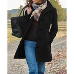 Women's Mid-Length Winter Coat | Tailored Fit, Turndown Collar, Button Front 4
