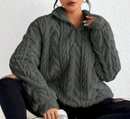 Women's Oversized Cardigan Sweater | Cable-Knit, Zip-Through Neck, Wrap Front 3