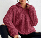 Women's Oversized Cardigan Sweater | Cable-Knit, Zip-Through Neck, Wrap Front 4