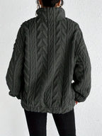 Women's Oversized Cardigan Sweater | Cable-Knit, Zip-Through Neck, Wrap Front 8