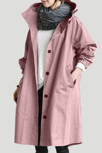 Women's Oversized Hooded Trench Coat | Lightweight, Longline, Adjustable Drawstring Collar 2
