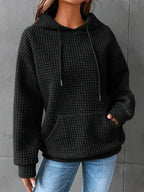 Women's Oversized Hoodie | Soft Waffle Knit, Drawstring Hood, Kangaroo Pocket 0