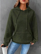Women's Oversized Hoodie | Soft Waffle Knit, Drawstring Hood, Kangaroo Pocket 1