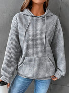Women's Oversized Hoodie | Soft Waffle Knit, Drawstring Hood, Kangaroo Pocket 3