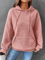 Women's Oversized Hoodie | Soft Waffle Knit, Drawstring Hood, Kangaroo Pocket 4