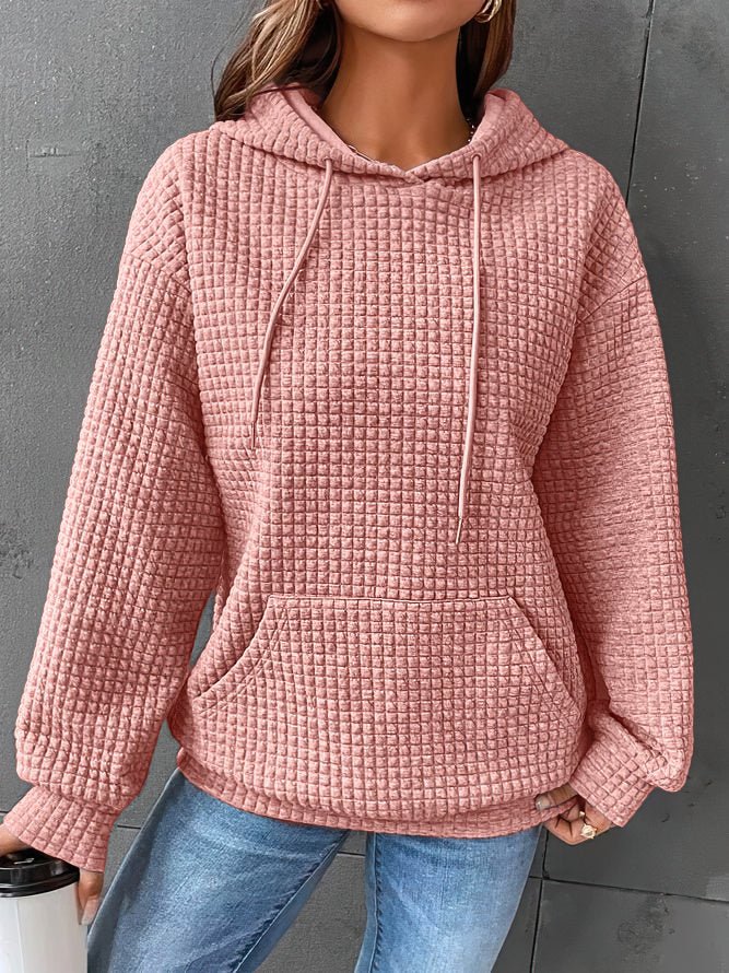 Women's Oversized Hoodie | Soft Waffle Knit, Drawstring Hood, Kangaroo Pocket 4