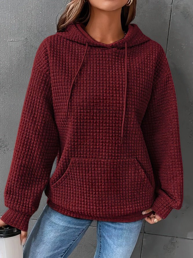 Women's Oversized Hoodie | Soft Waffle Knit, Drawstring Hood, Kangaroo Pocket 5