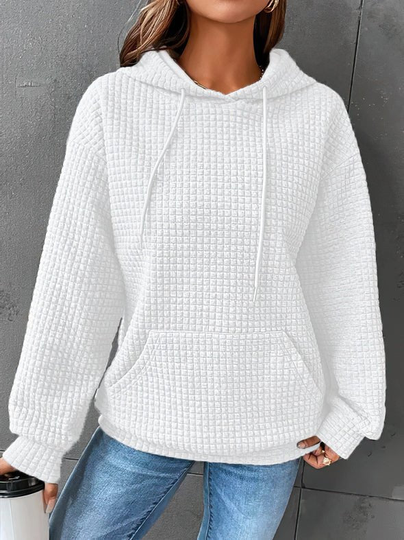 Women's Oversized Hoodie | Soft Waffle Knit, Drawstring Hood, Kangaroo Pocket 6
