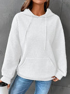 Women's Oversized Hoodie | Soft Waffle Knit, Drawstring Hood, Kangaroo Pocket 6