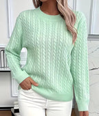 Women's Oversized Sweater | Cable-Knit, Crew Neck, Relaxed Fit 0
