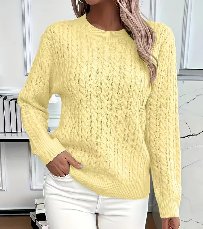 Women's Oversized Sweater | Cable-Knit, Crew Neck, Relaxed Fit 1