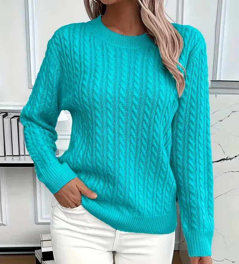 Women's Oversized Sweater | Cable-Knit, Crew Neck, Relaxed Fit 3