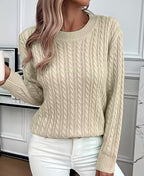 Women's Oversized Sweater | Cable-Knit, Crew Neck, Relaxed Fit 4
