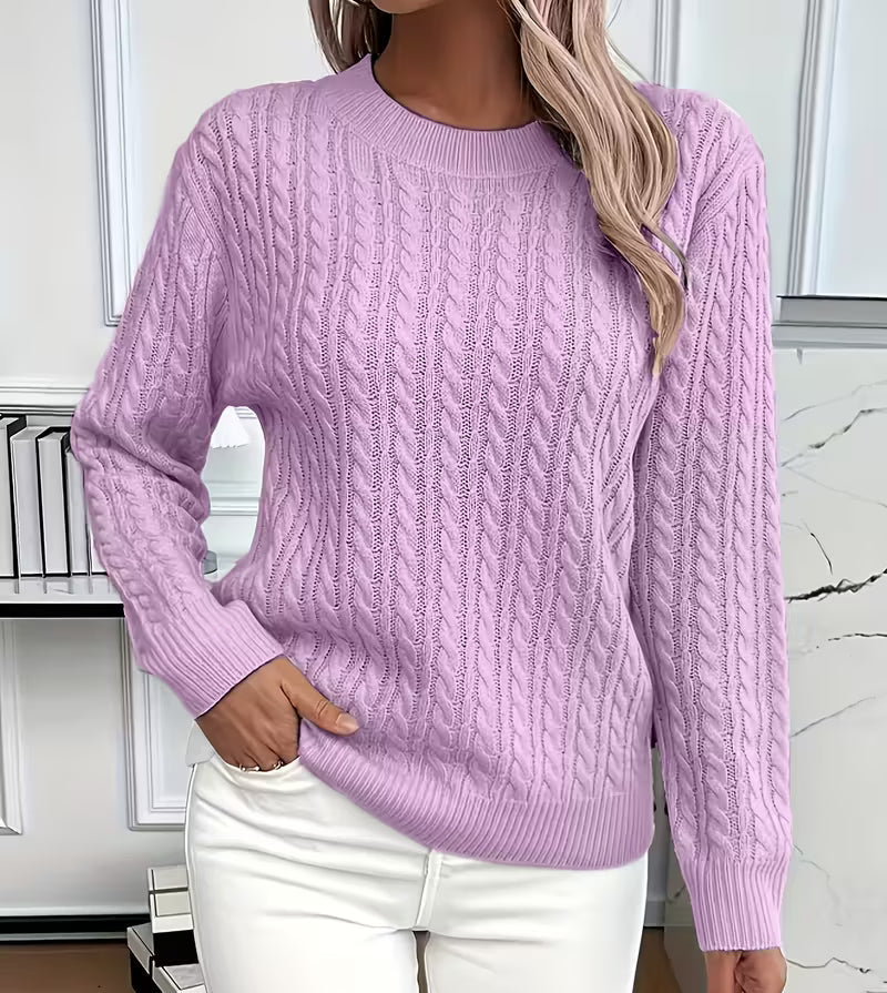 Women's Oversized Sweater | Cable-Knit, Crew Neck, Relaxed Fit 5