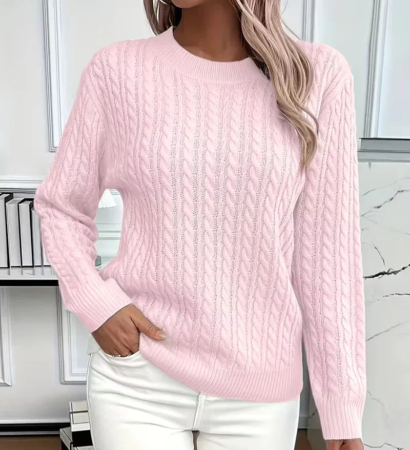 Women's Oversized Sweater | Cable-Knit, Crew Neck, Relaxed Fit 8