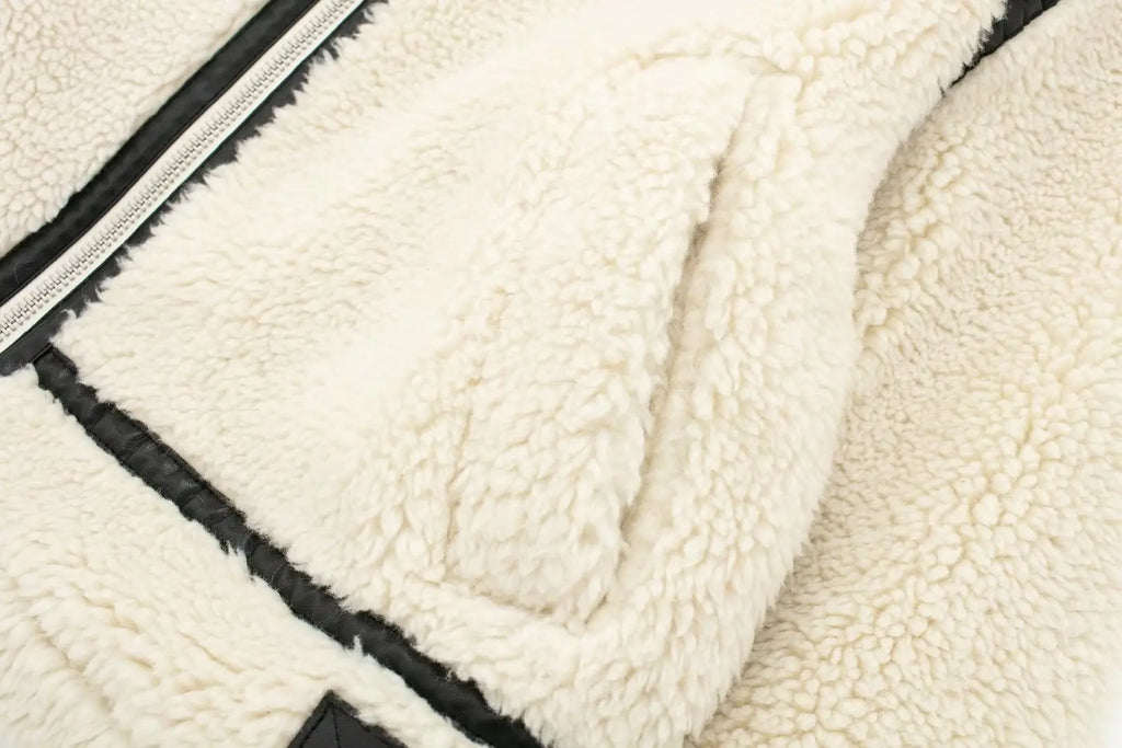 Women's Oversized Teddy Jacket | Plush Texture, High Stand Collar, Contrast Trim 5